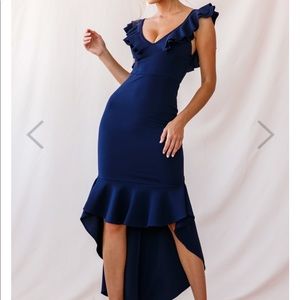 Navy Selfie Leslie Ruffle Dress